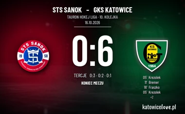 [HOKEJ] Tauron Hokej Liga – STS Sanok – GKS Katowice 0:6, hat trick Krężołka na wyjeździe