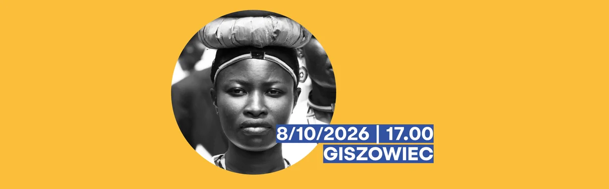 Grafika promocyjna wydarzenia Afryka na Giszowcu – spotkanie z podróżnikami