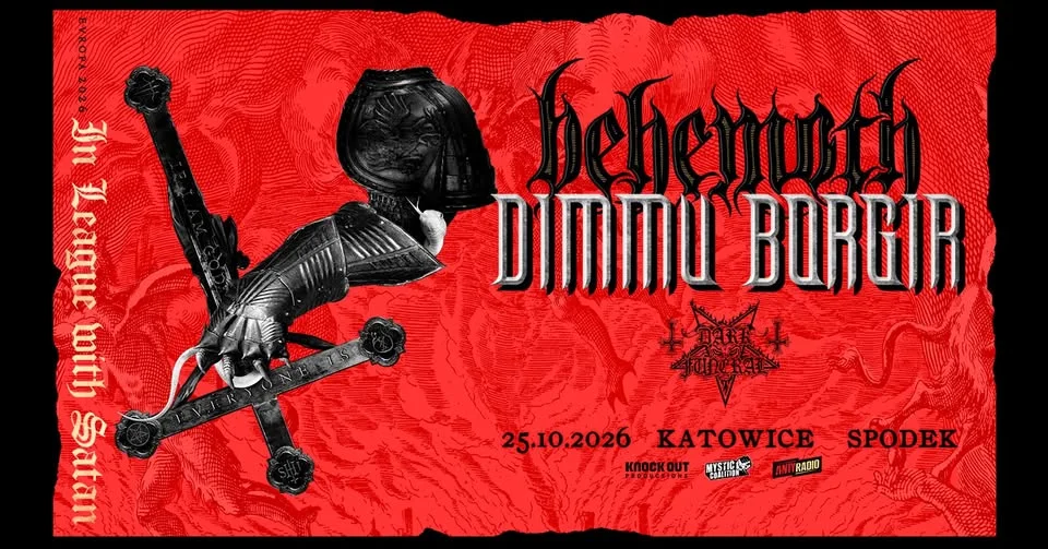 Grafika promocyjna wydarzenia Behemoth, Dimmu Borgir + Dark Funeral – Katowice 2026