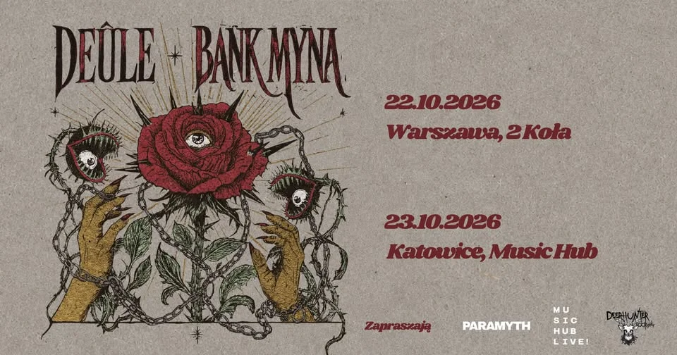 Grafika promocyjna wydarzenia Deûle + Bank Myna koncert Katowice
