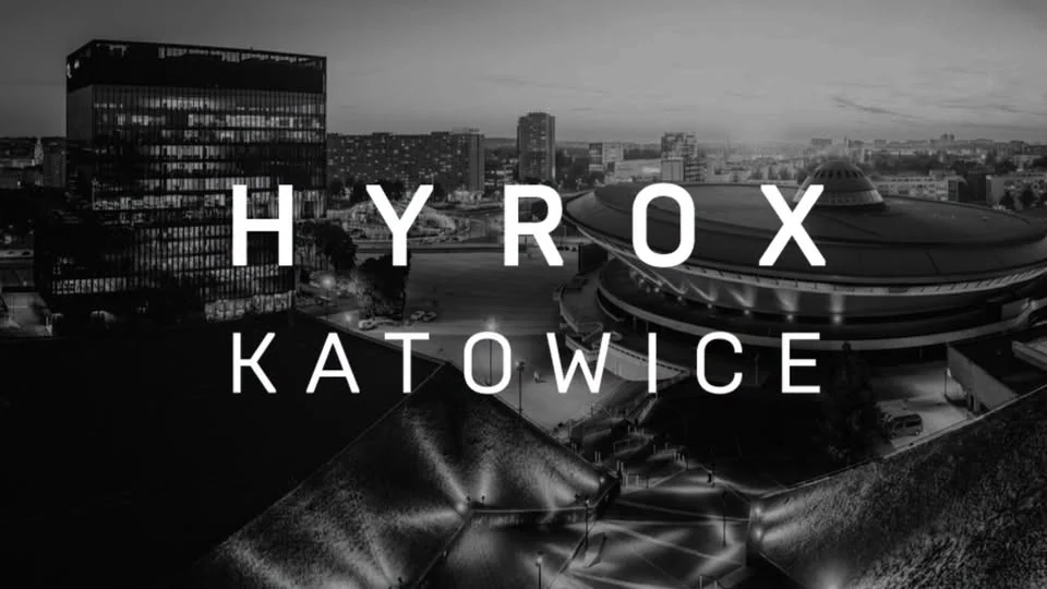 Grafika promocyjna wydarzenia HYROX Katowice sportowe wyzwanie