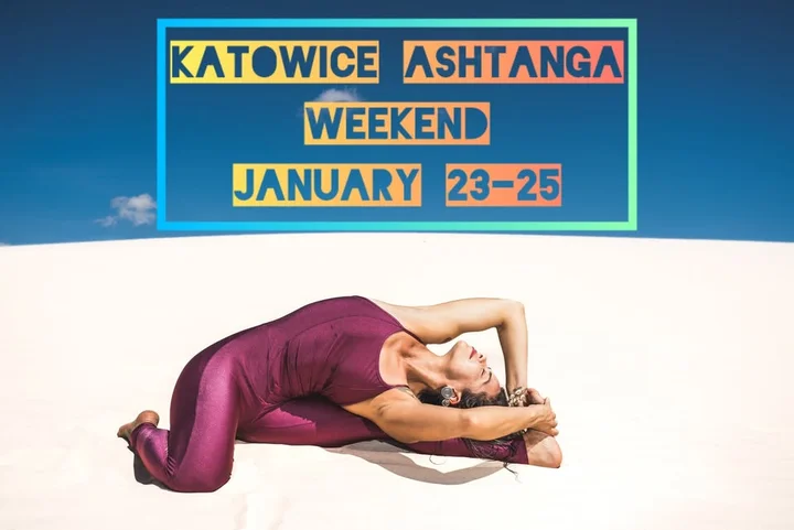 Grafika promocyjna wydarzenia Katowice Ashtanga Yoga Weekend — warsztat i praktyka 23–25 stycznia 2026