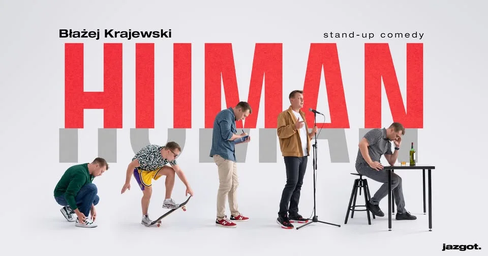 Grafika promocyjna wydarzenia KATOWICE – Stand-up Błażej Krajewski – program „Human” na żywo
