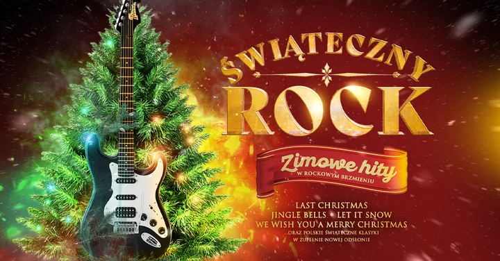 Grafika promocyjna wydarzenia Świąteczny Rock w Katowicach — rockowe kolędy przy świecach