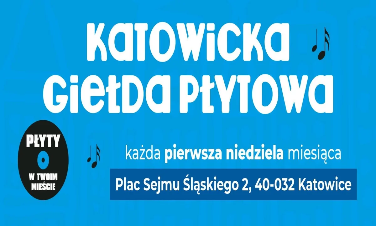 Grafika promocyjna wydarzenia Katowicka giełda płytowa – winyle i CD