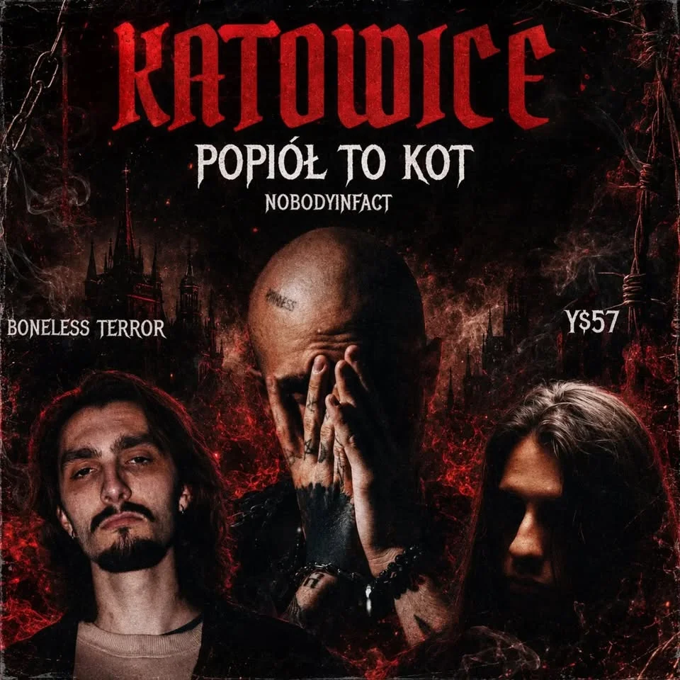 Grafika promocyjna wydarzenia KONCERT Katowice: popiół to kot x Boneless Terror x Y$57 x nobodyinfact – Klub Korba