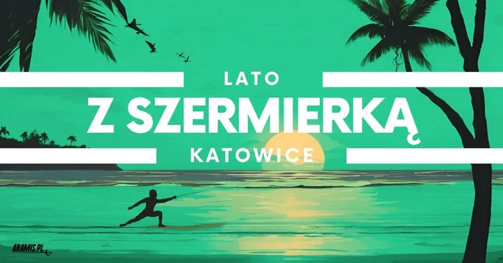 Obrazek przedstawia grafikę promocyjną wydarzenia Plenerowy trening szermierki w Katowicach — wtorkowe spotkania w Dolinie Trzech Stawów