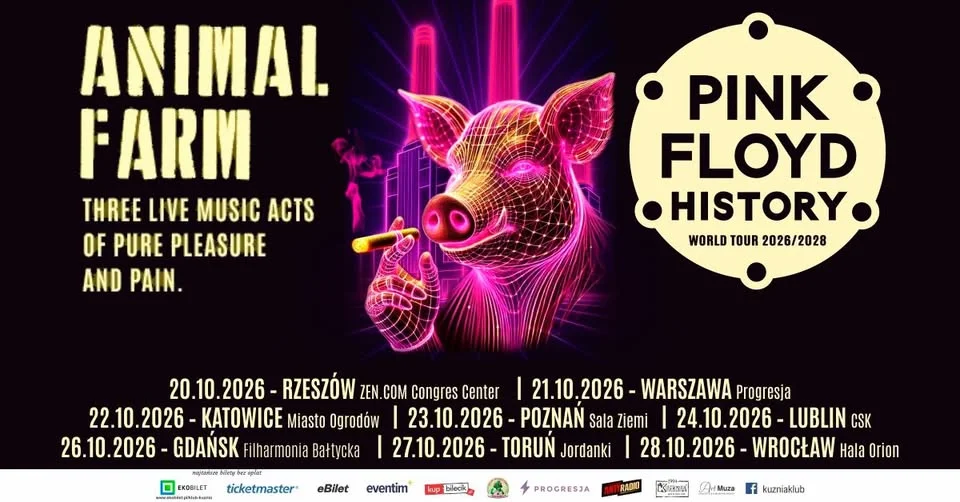 Grafika promocyjna wydarzenia PINK FLOYD HISTORY – koncert w Katowicach