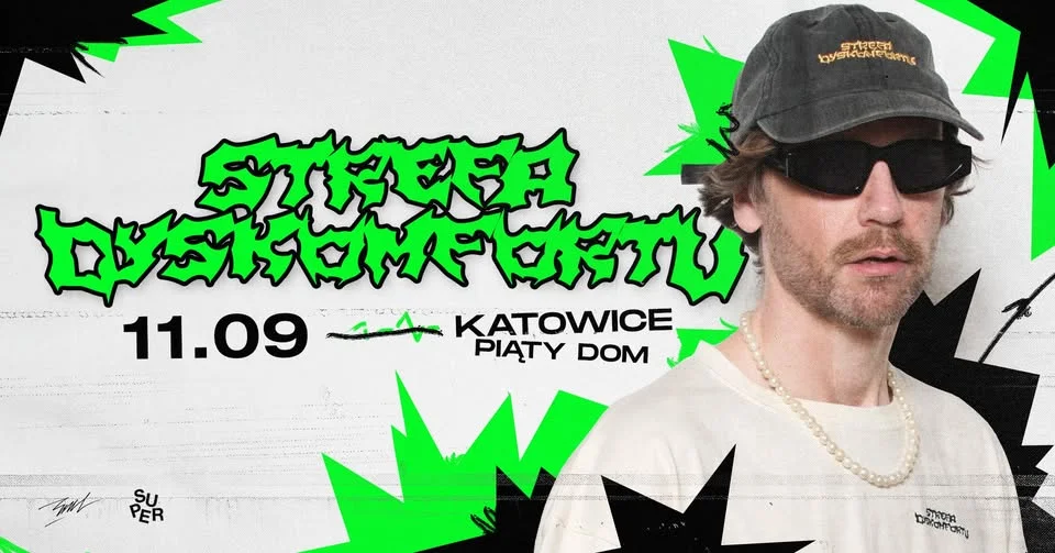 Grafika promocyjna wydarzenia RAU PERFORMANCE „Strefa Dyskomfortu” – koncert w Katowicach