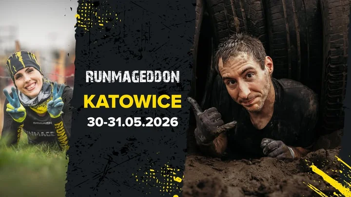 Grafika promocyjna wydarzenia Runmageddon Katowice 2026 — terminy, trasy i najważniejsze informacje