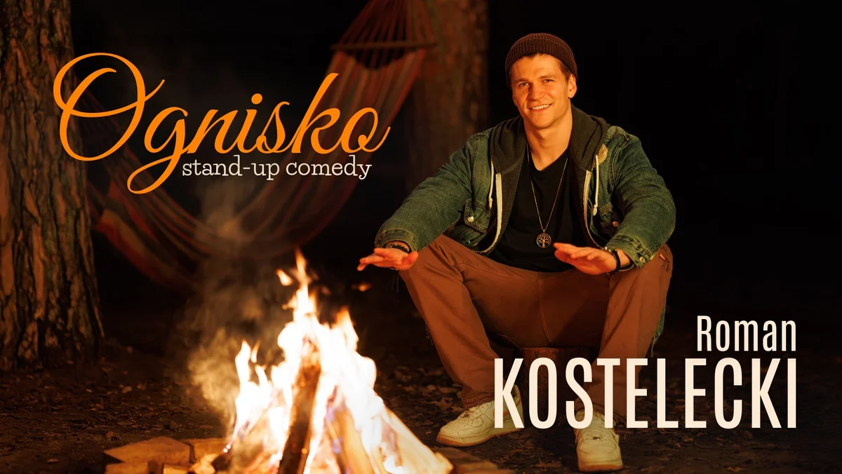 Grafika promocyjna wydarzenia Stand-up: Roman Kostelecki „Ognisko” w Katowicach