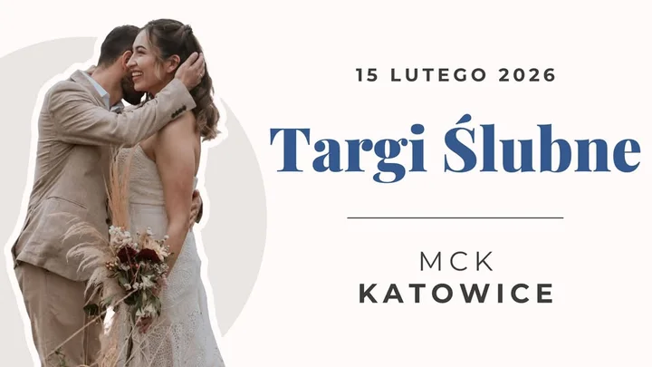 Grafika promocyjna wydarzenia Targi Ślubne Katowice (MCK) — inspiracje i usługi dla narzeczonych