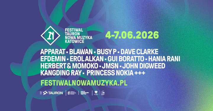 Grafika promocyjna wydarzenia Tauron Nowa Muzyka Katowice 2026 — nowe gwiazdy i najważniejsze informacje