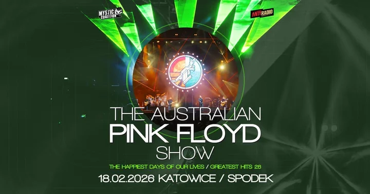 Grafika promocyjna wydarzenia The Australian Pink Floyd Show w Spodku — Katowice, 18 lutego 2026